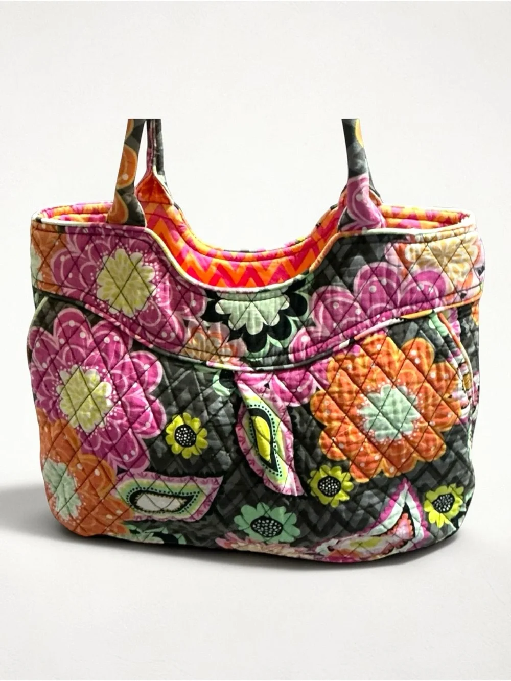Vera Bradley Glenna Shoulder Bag Ziggy Zinnia Quilted Tote Purse